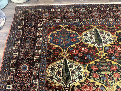 Antique Persian Bakhtiari Rug 12x19, Palace Size Wool Handmade Persian Carpet, Oversized Rug, Panel Design, Peacocks, Multicolor, Rare - Nuvé