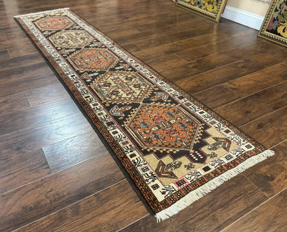 Persian Tribal Runner Rug 2.4 x 9.4, Geometric Medallions, Sarab Runner - Nuvé