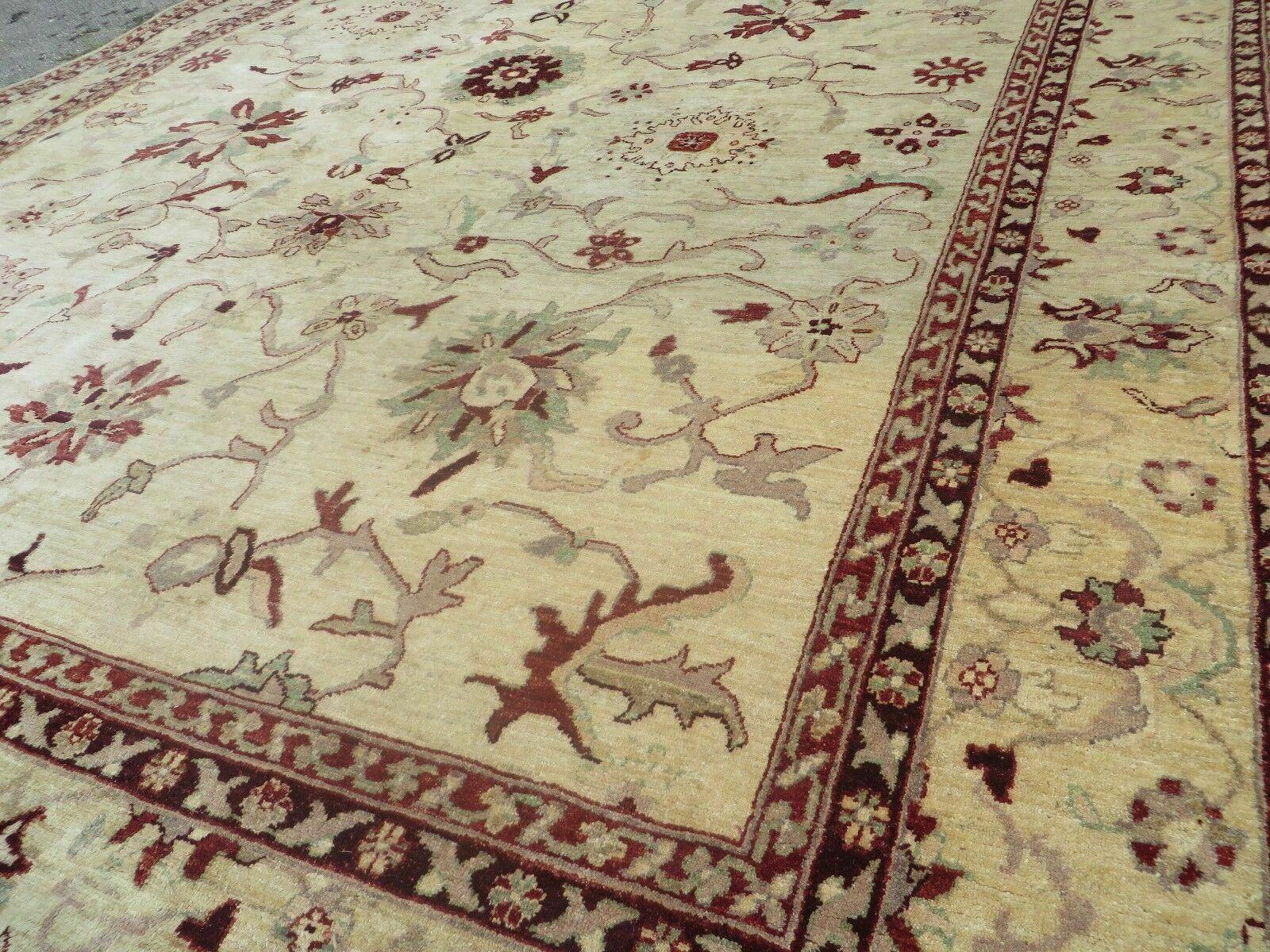 10' X 14' Vintage Hand Knotted Made Indian Agra Wool Rug Vegetable Dyes - Nuvé