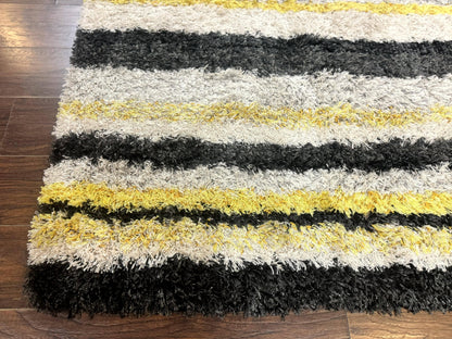 Shag Rug 5x8, Yellow Ivory Charcoal, Contemporary - Nuvé