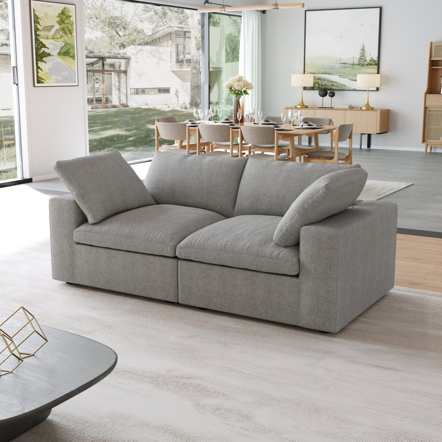 Nuvé® Solace Modular Bouclé Cloud Sofa - Space Grey - 2-Seater Sofa - Nuvé
