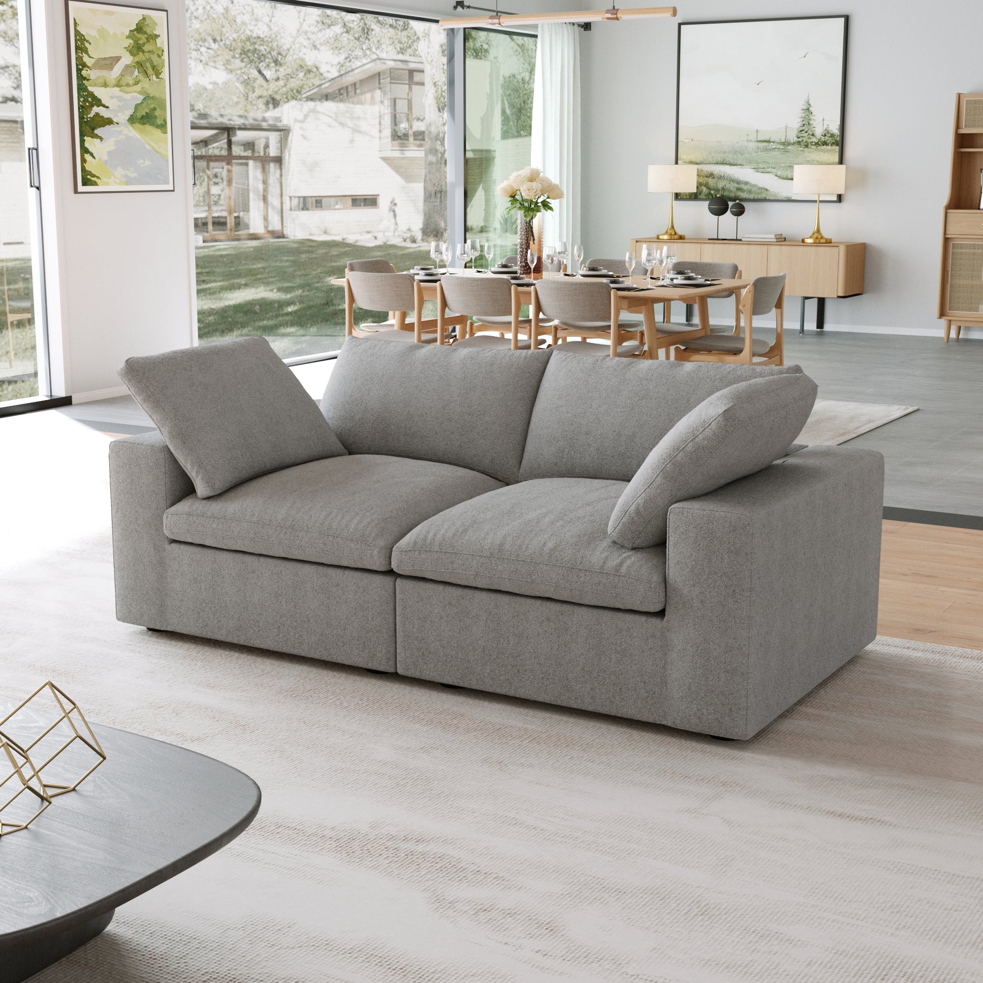 Nuvé® Solace Modular Bouclé Cloud Sofa - Space Grey - 2-Seater Sofa - Nuvé