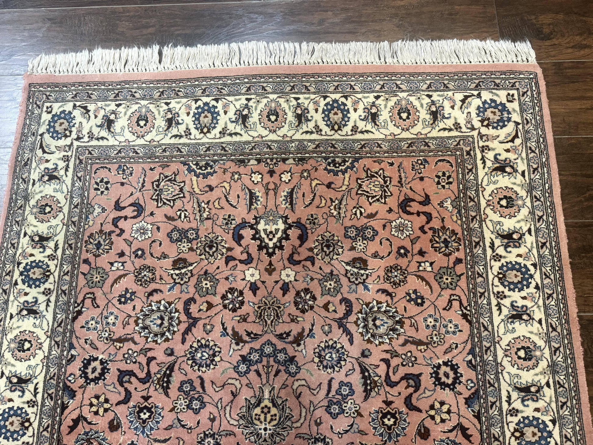 Pak Persian Rug 4x6, Pink and Cream, Very Fine 225 KPSI, Handmade Wool Oriental Carpet - Nuvé