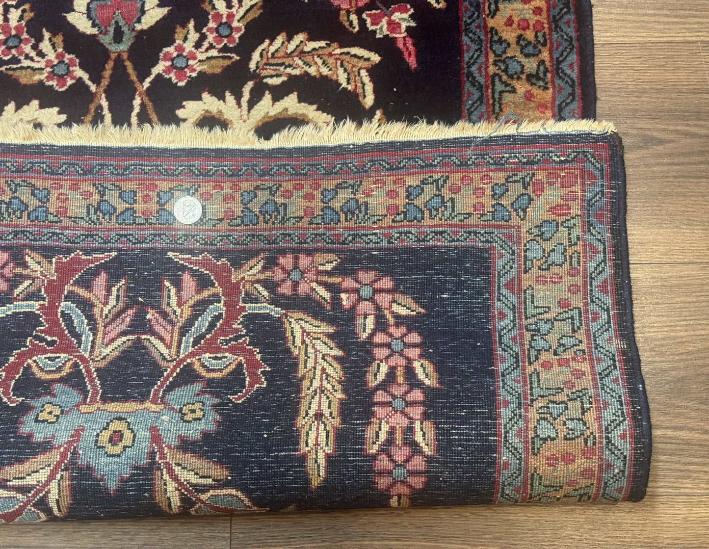 Antique Persian Kerman Rug 2.8 x 4, Navy Blue, Floral - Nuvé