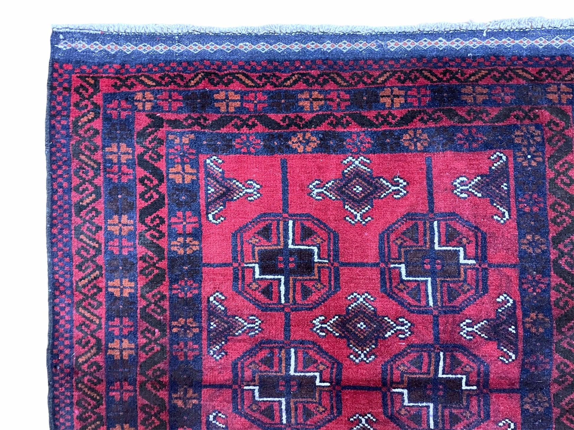 3 X 5 Vintage Handmade Tribal Wool Rug Balouchi Rug Afghan Rug Red Beige Nice - Nuvé