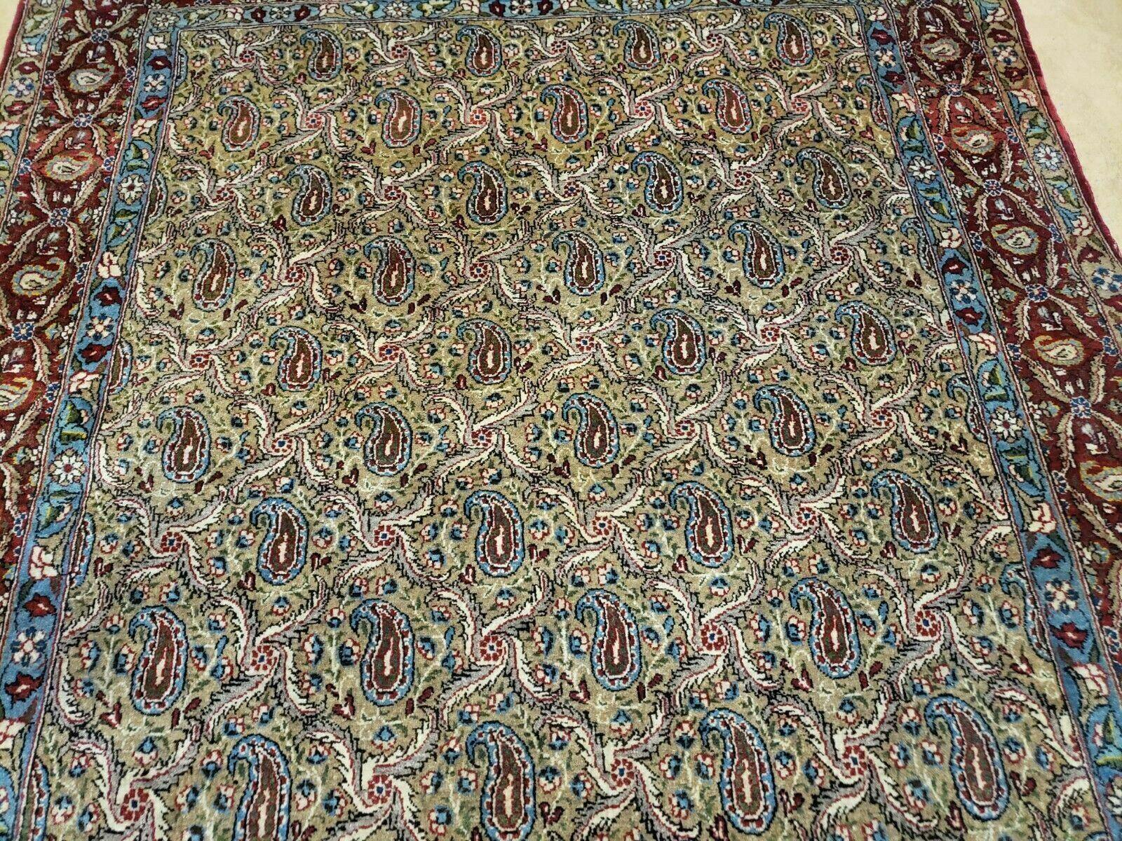 4' X 7' Handmade Turkish Wool Rug Paisley Hand Knotted Flowers One Of A Kind - Nuvé