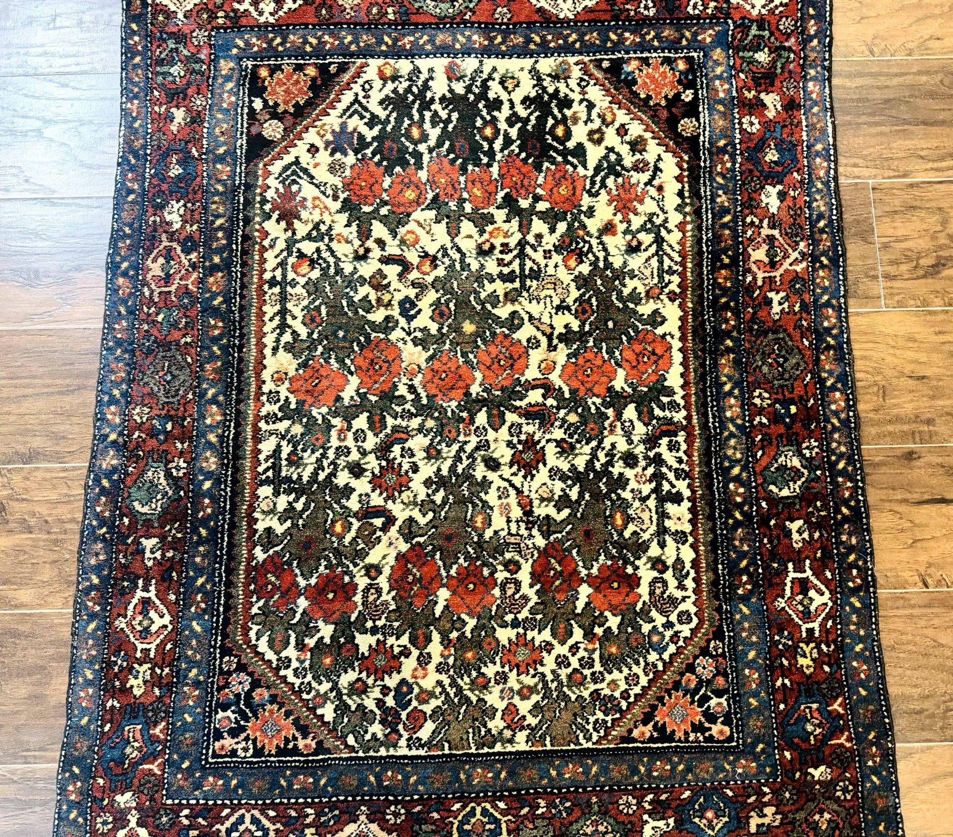 Persian Tribal Rug 3x5, Antique Persian Carpet, Floral Roses, Handmade, Persian Zanjan Rug - Nuvé