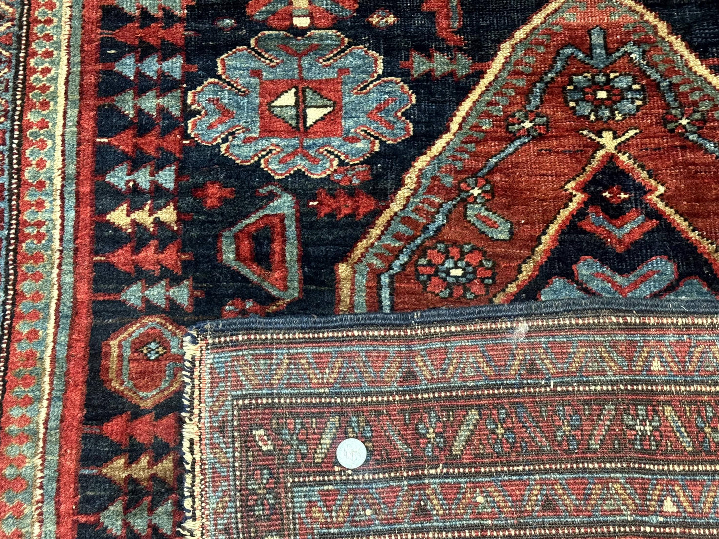 Antique Persian Bidjar Rug 5x6, Navy Blue and Red, Persian Tribal Rug - Nuvé
