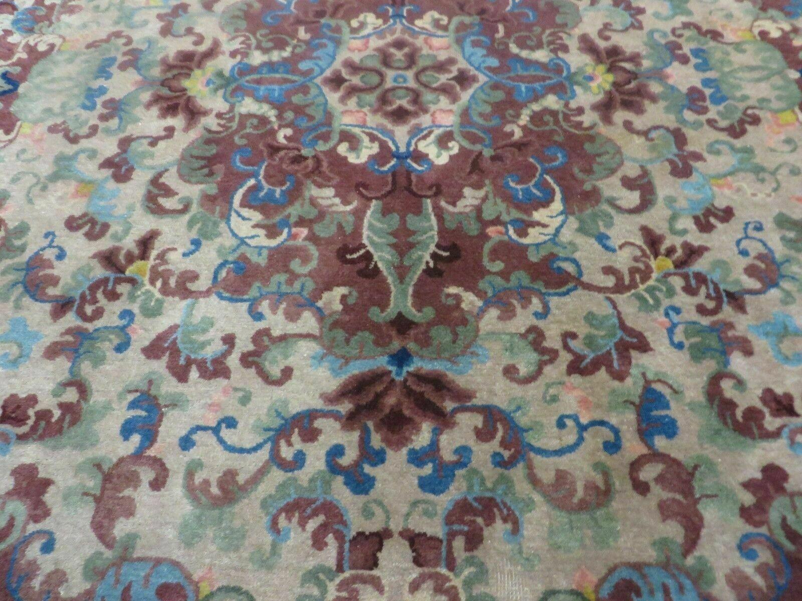 8' X 10' Vintage Handmade Chinese Art Deco Peking Nichols Wool Rug Flowers Nice - Nuvé