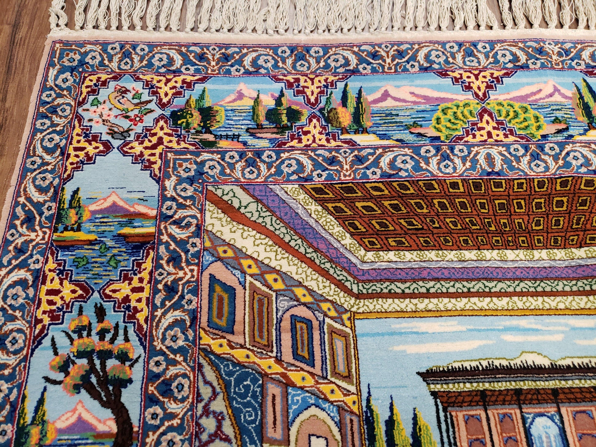 Persian Isfahan Pictorial Rug 3x5 – Kork Wool on Silk - Nuvé