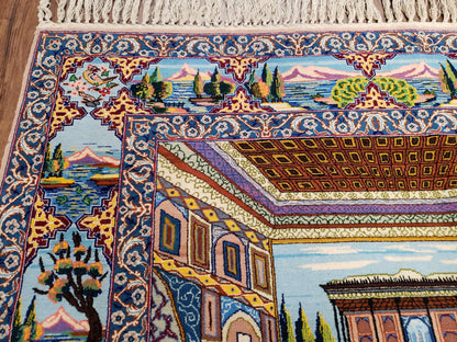 Persian Isfahan Pictorial Rug 3x5 – Kork Wool on Silk - Nuvé