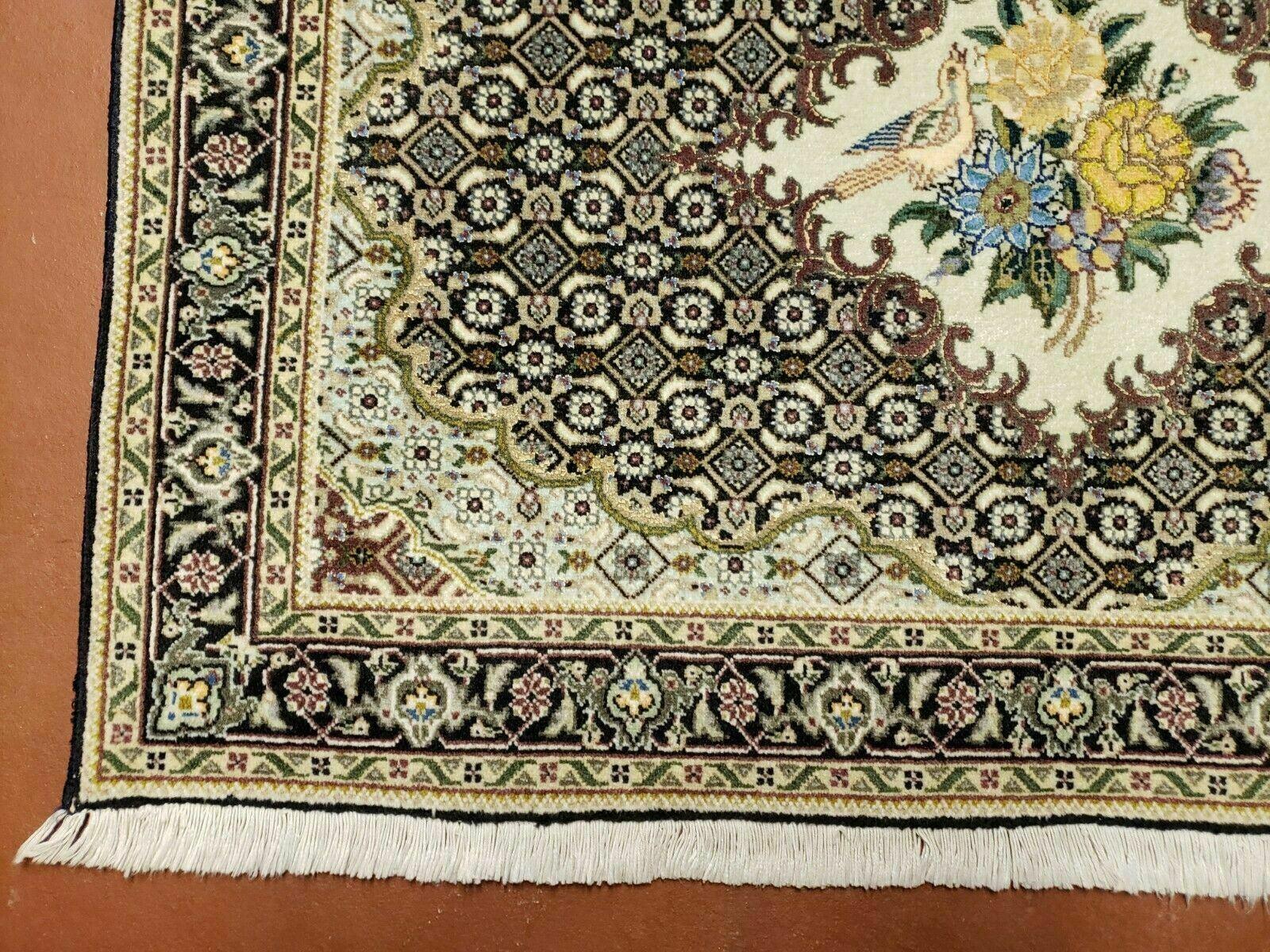 Small Persian Rug 2.4 x 3, Birds and Flowers, Finely Hand Knotted - Nuvé