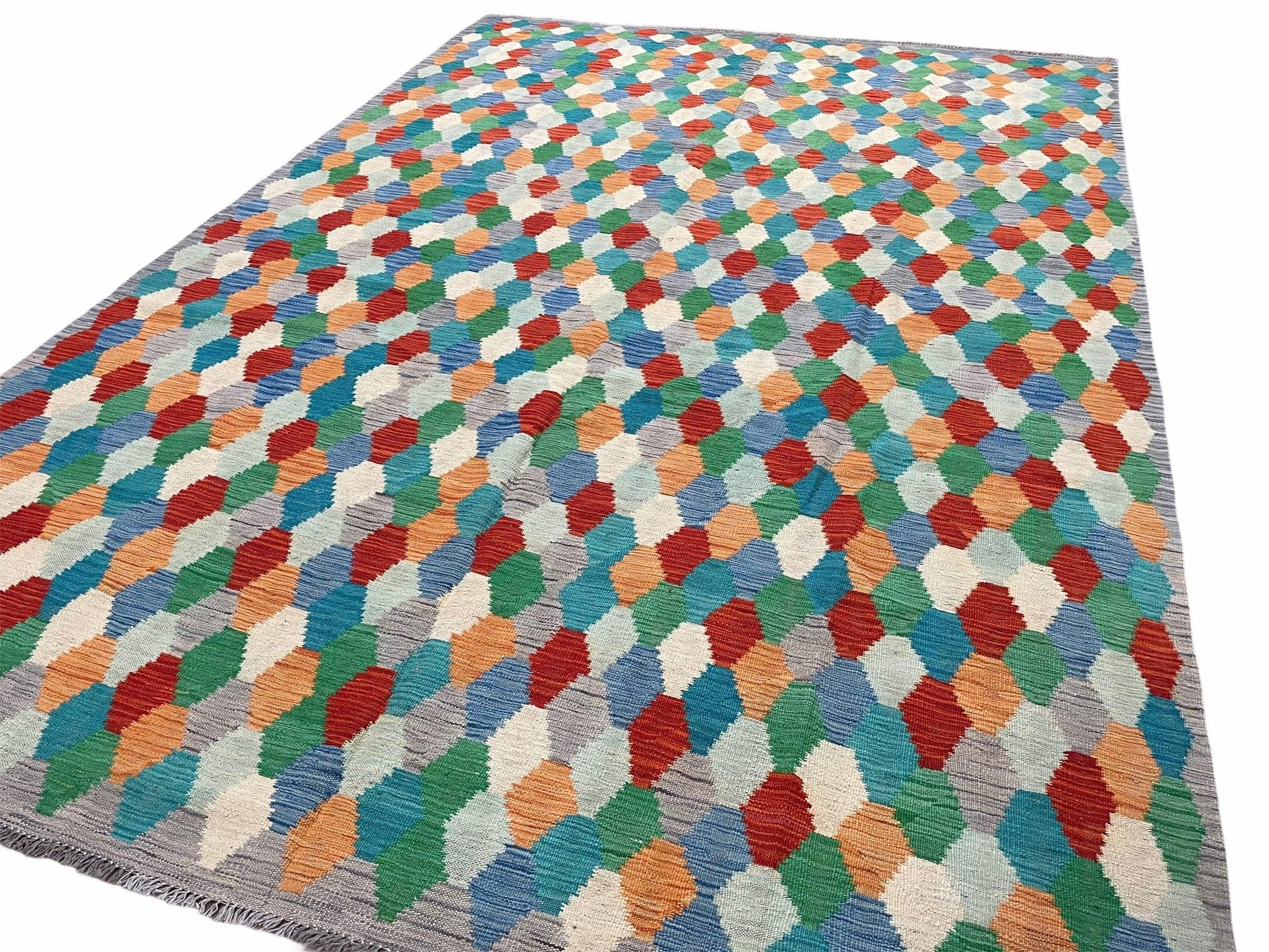 6.5 x 9.5 Colorful Chobi Kilim Rug 6 x 9 Multicolor Turkish Kilim Rug 7x10 Chobi Kilim Rug Playroom Rug Wool Kilim Rug 6x9 New Tribal Kilim - Nuvé