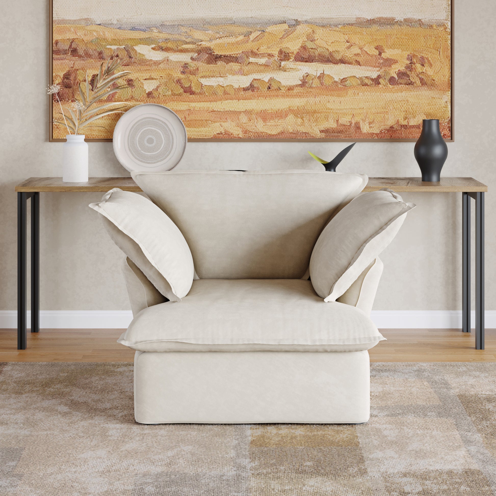 Sabi Modular Boucle Cloud Sofa- Beige - Single Seater Sofa - Nuvé