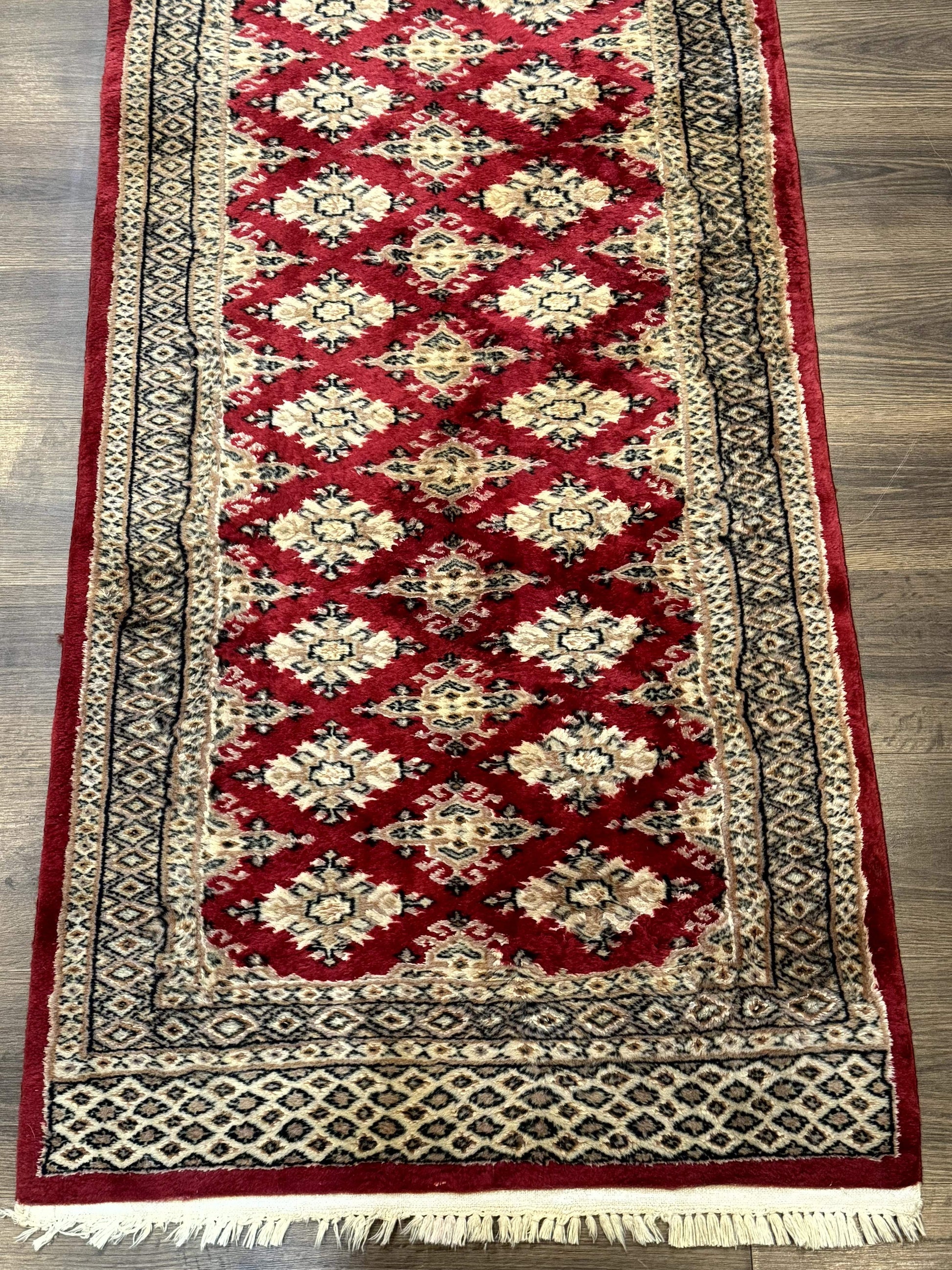 Pakistani Runner Rug 2.8 x 7.6, Red Turkoman Bokhara Runner - Nuvé