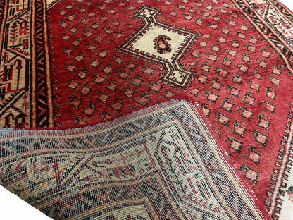 4 X 6.5 Antique Handmade Wool Rug Paisley Boteh Design Tribal Rug Red Ivory - Nuvé