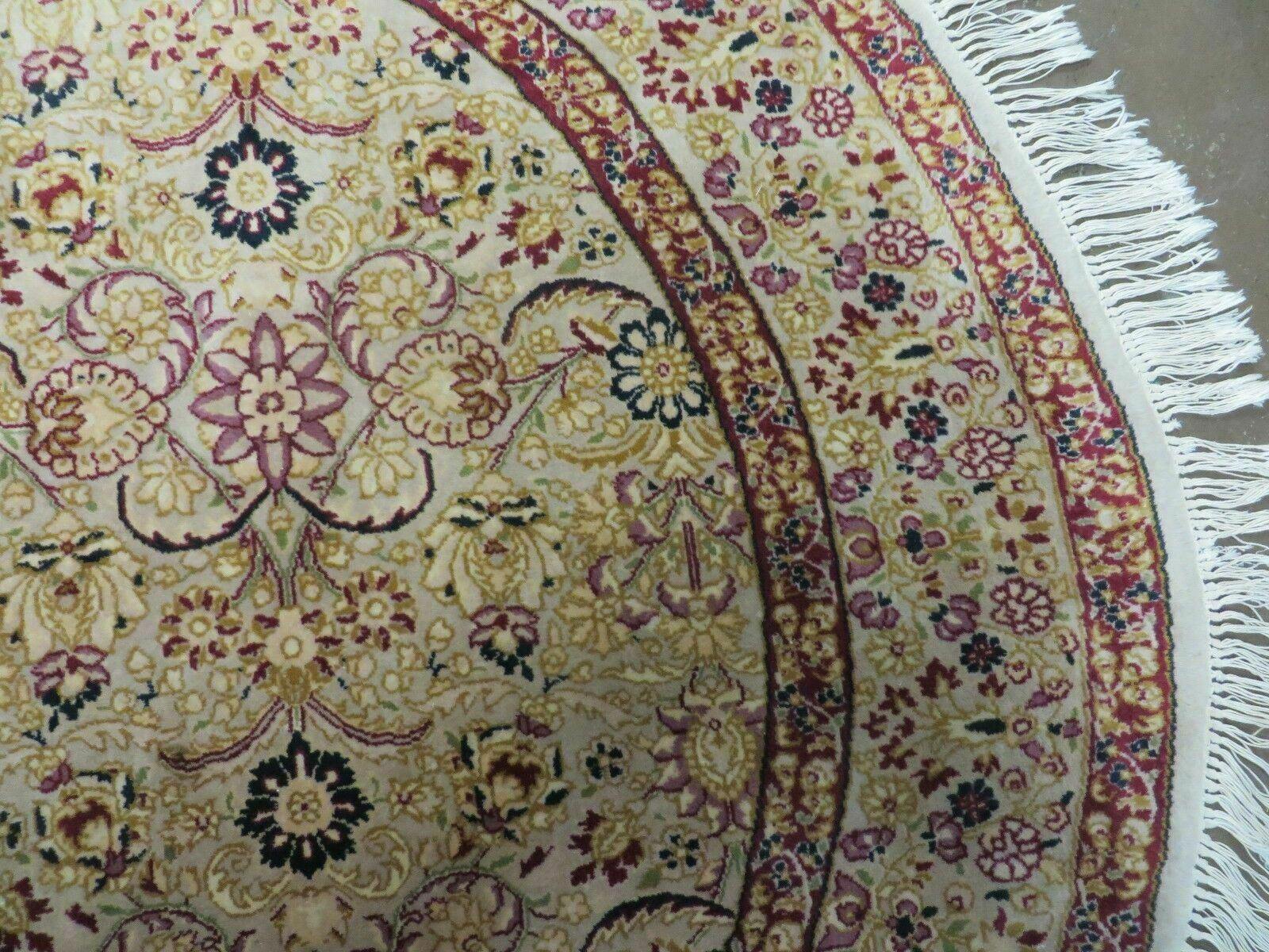 6' Handmade Fine Indian Wool Rug Carpet Round Silk Accent Beauty - Nuvé
