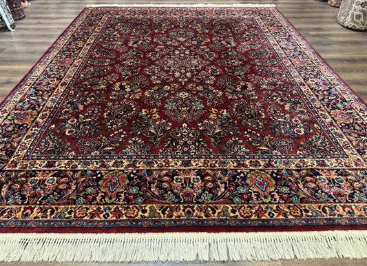 8.8 x 10.6 Karastan Red Sarouk Rug #785, Wool Pile Original 700 Series - Nuvé