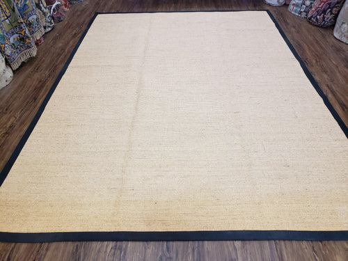 Jute Rug 8x10, Natural Jute Fiber Area Rug, Natural Sisal Area Rug with Black Border, 8x10 Carpet, Solid Jute Rug 8 x 10, Farmhouse Rug - Nuvé