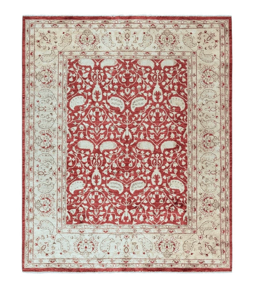 Pakistani Chobi Rug 8x10, Red, Handmade