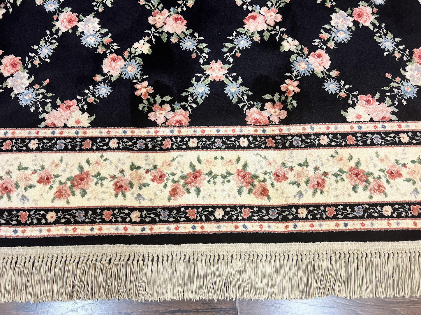 Karastan Rug 8.8 x 12, Garden of Eden #509/1270, Ebony Trellis, Vintage Discontinued Wool Pile Karastan Carpet - Nuvé