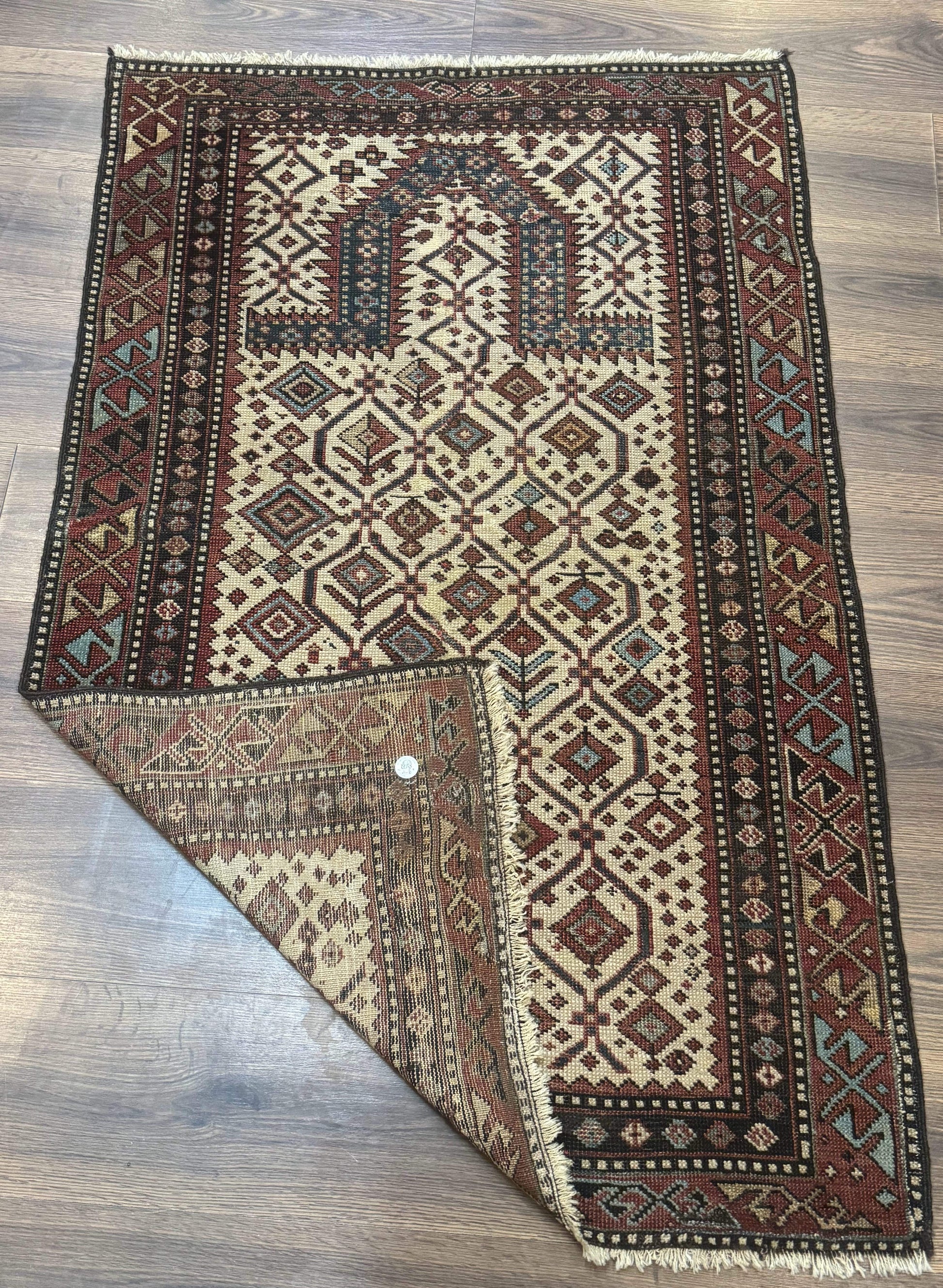 Antique Caucasian Shirvan Rug 3x5, Dagestan Prayer Rug, Collectible, Early 20th Century Rug - Nuvé