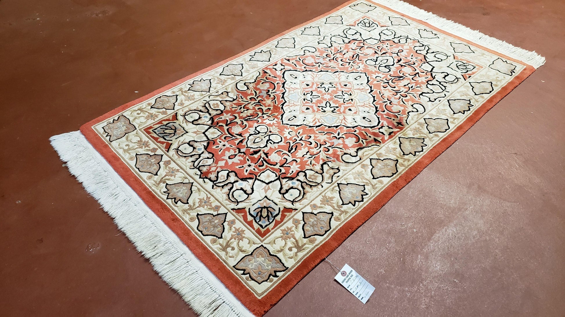 3x5 Red Chinese Plush Rug, Hand Knotted Soft Wool Carpet, Medallion Rug, Fine Vintage Rug, 120 Line, Small Area Rug - Nuvé