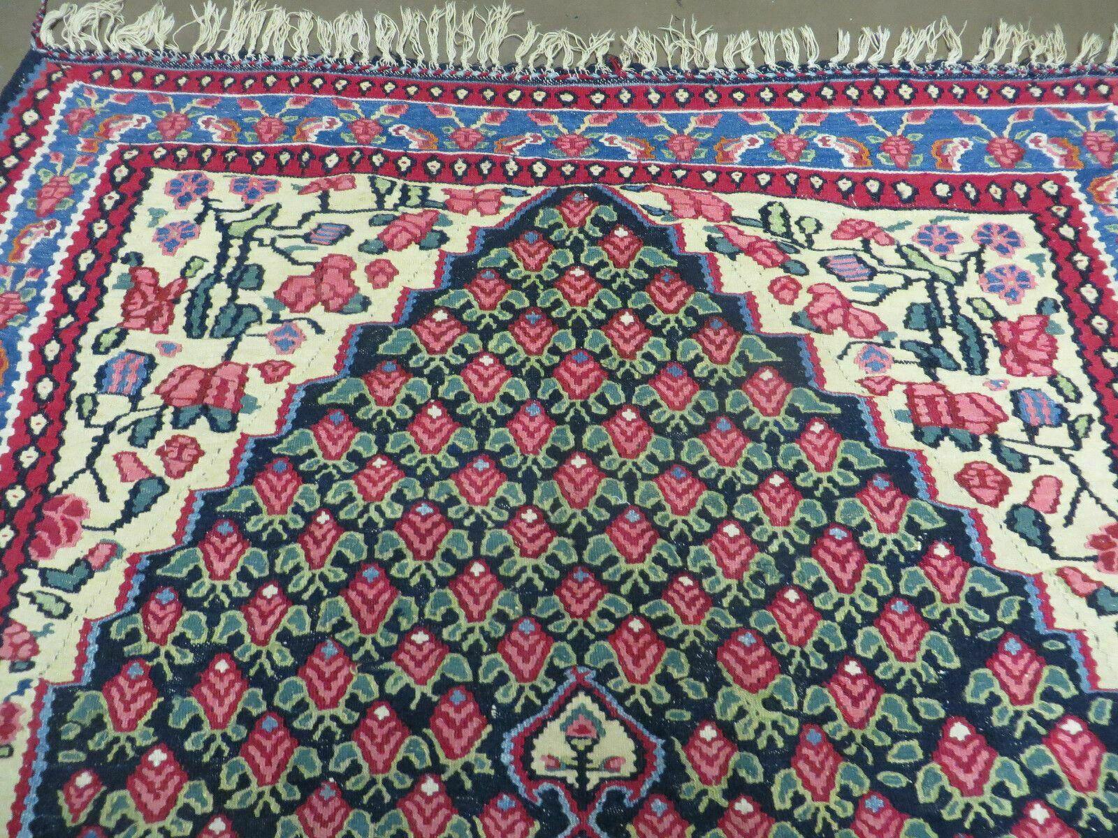 4' X 6' Vintage Handmade Turkish Flat weave Rug Tribal - Nuvé