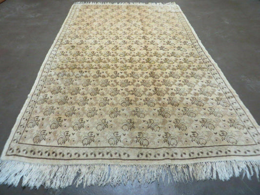 5' X 8' Antique Handmade Turkish Oushak Wool Rug Carpet Organic Dyes Beige Ivory Vintage Bohemian Boho Home Décor - Nuvé