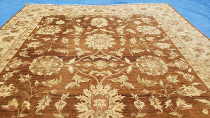 Indo Persian Rug 10x14, Mahal Sultanabad Oriental Carpet, Burnt Orange & Beige, Handmade Wool Area Rug - Nuvé