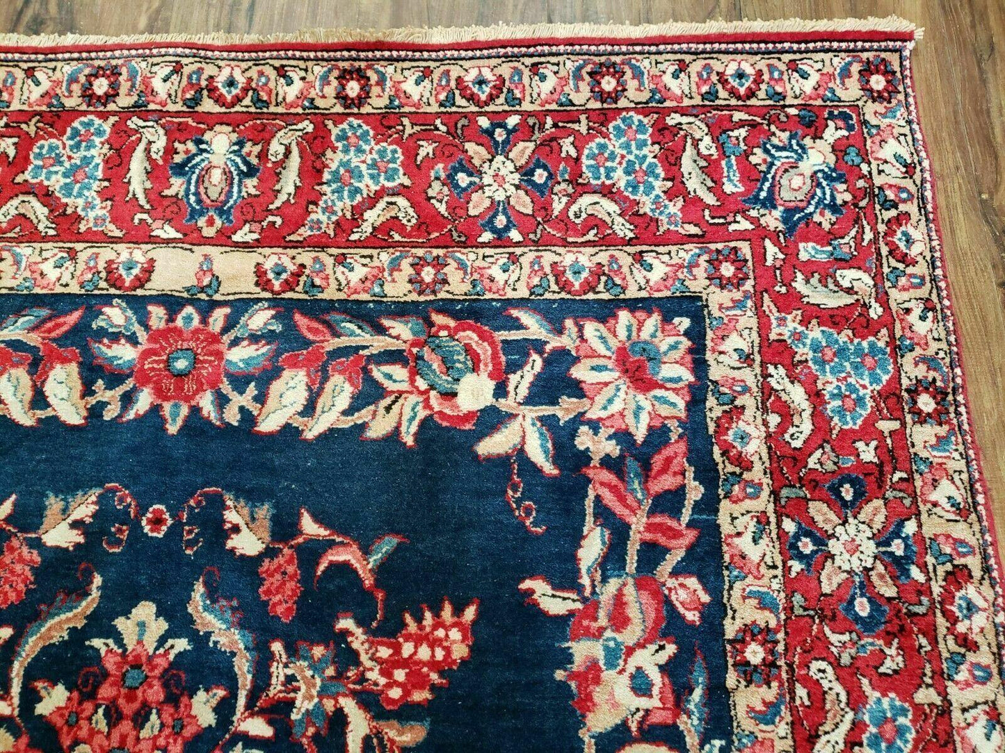 4' X 7' Vintage Handmade Turkish Wool Rug Flowers Birds Tree Of Life Blue Red - Nuvé