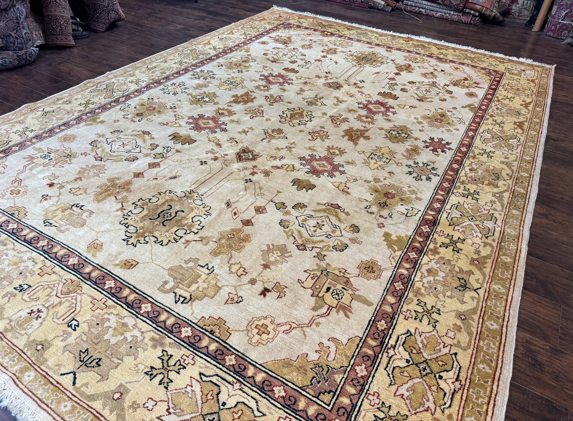 Turkish Oushak Rug 9x12, Oat Color, Wool Carpet - Nuvé