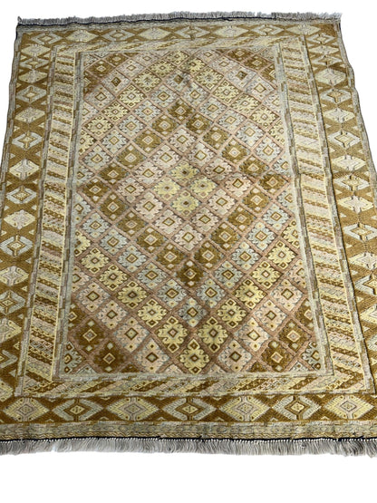 Hand-Knotted Afghani Nakhunak Wool Rug - 4' x 4'11" - Nuvé
