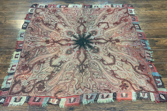 Antique Indian Kashmiri Shawl, Needlework, Signed By Masterweaver, Handmade, Rare - Nuvé