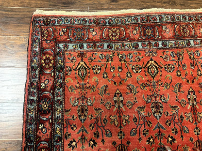 Antique Persian Tribal Rug 5 x 6.6, Tomato Red, Hamadan Angelas Rug - Nuvé