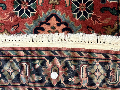 Indo Persian Heriz Runner Rug 2 x 12 ft, Hand Knotted Wool Hallway Rug, Red & Black - Nuvé