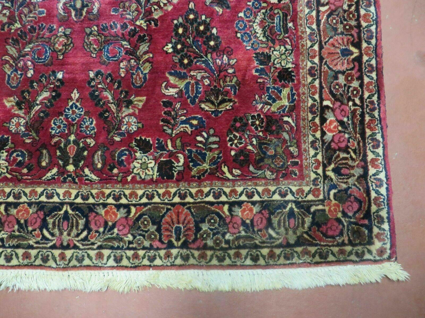 Persian Sarouk Rug 4x6, Red, Floral, Antique - Nuvé