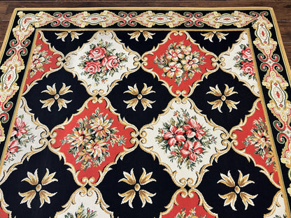 Wide Runner Rug 6x17 ft, Custom Made Vintage Stark Carpet 6 x 17 ft, Red Black Ivory, Corridor Hallway Rug, European Panel Design, Floral - Nuvé