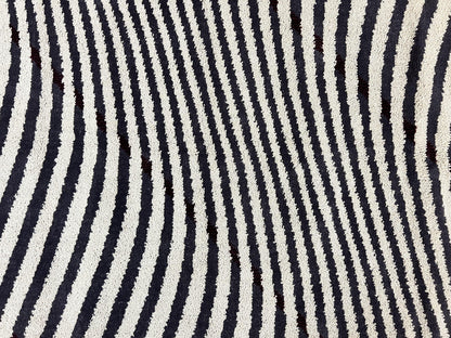 Vintage Zebra Stripes Shag Rug 5.7 x 7.4, Black and White, Retro, Wool - Nuvé