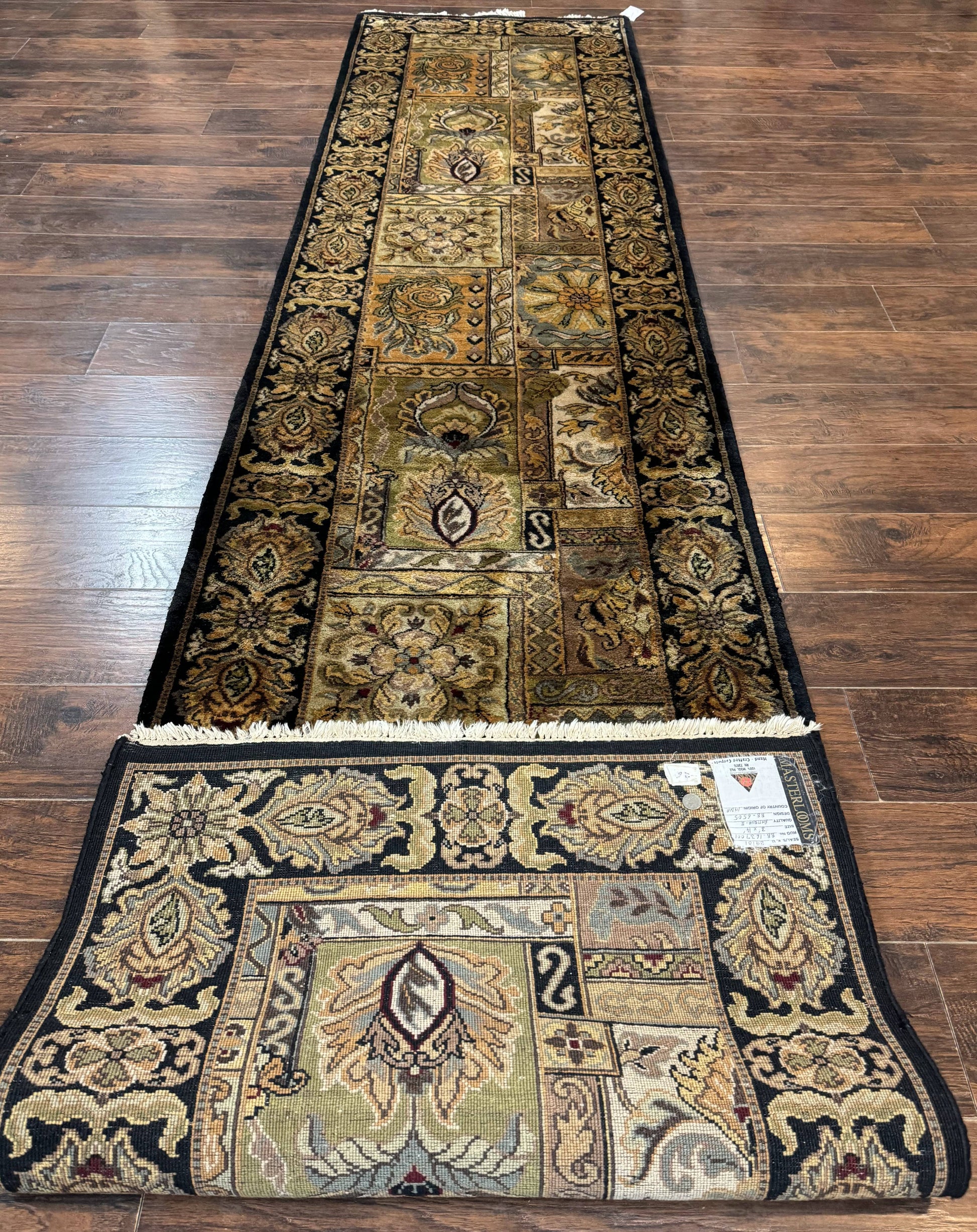 Indian Runner Rug 3x14, Panel Design, Oriental Carpet for Hallway - Nuvé