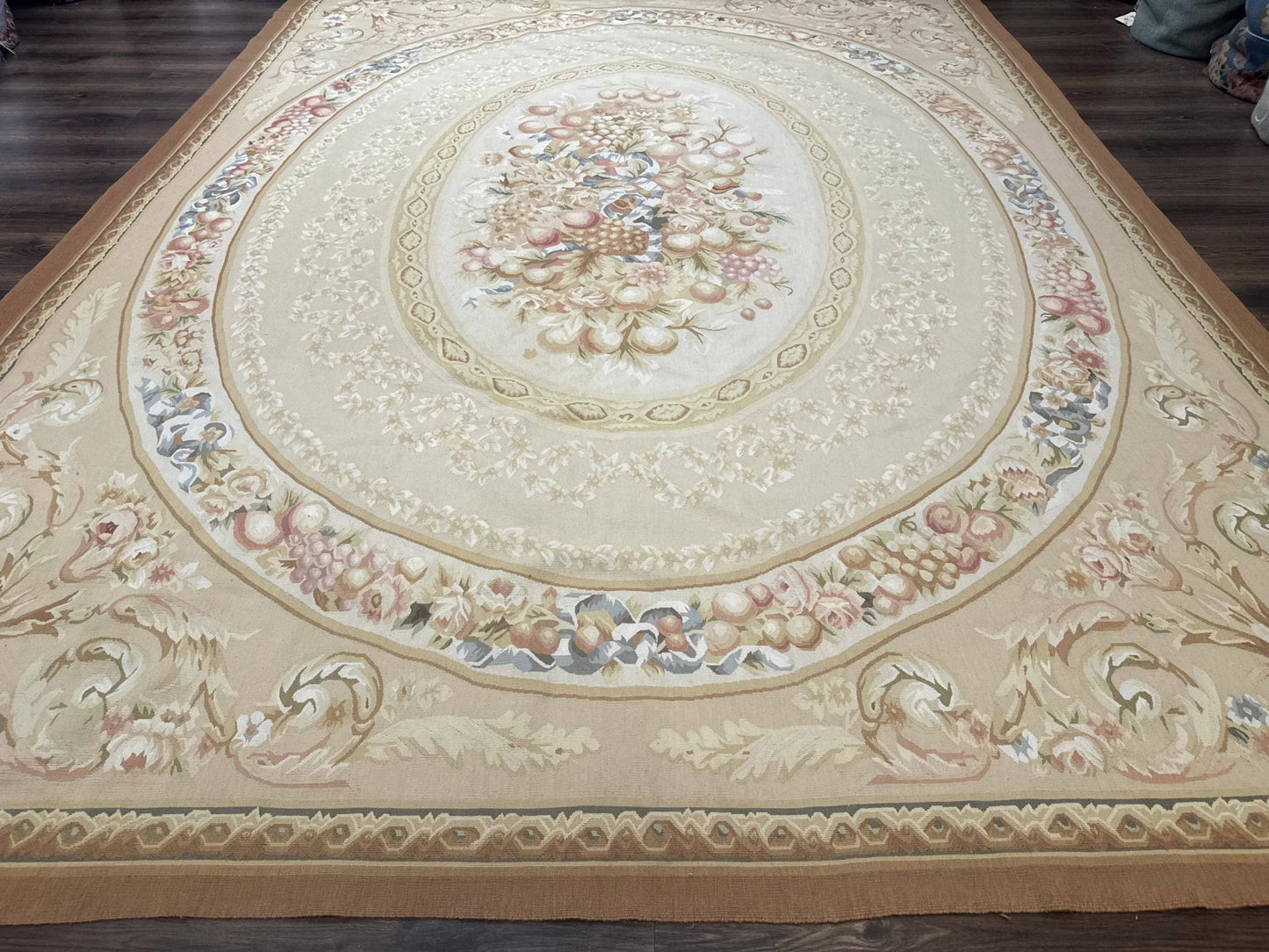 Aubusson Rug 9x12, French European Design, Floral, Elegant - Nuvé