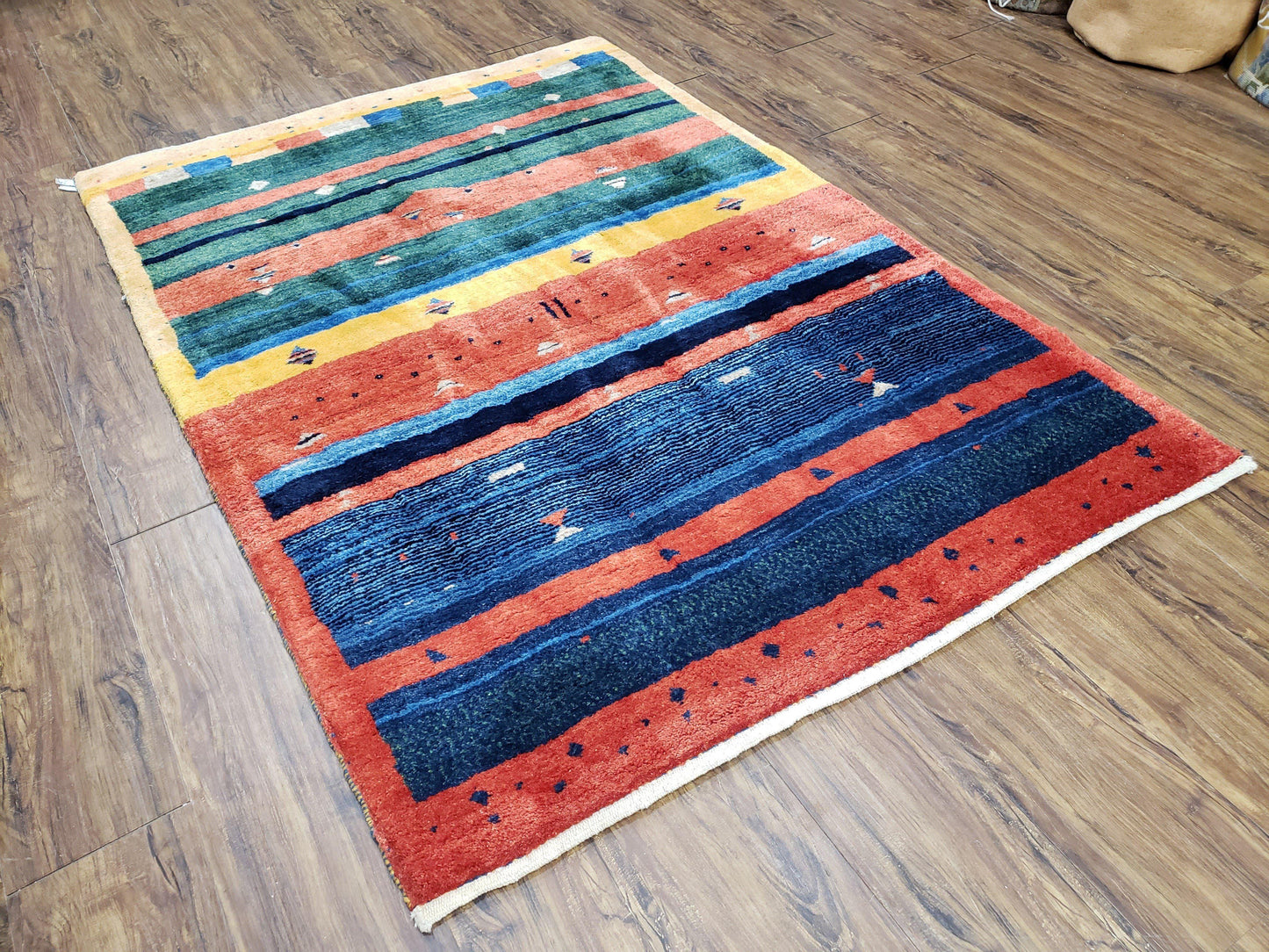 Colorful Persian Gabbeh Rug 4x6, Soft Pile, Colorful Rug, Handmade Hand Knotted Wool Carpet, Home Office Rug, Area Rug for Bedroom 4 x 6 ft - Nuvé