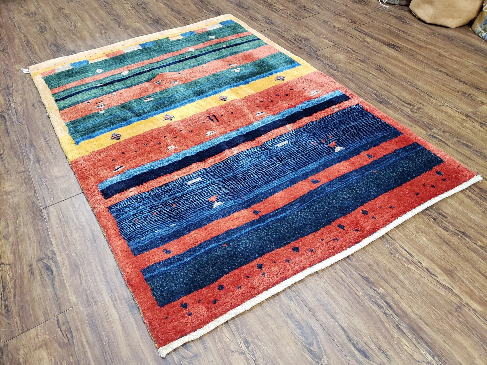 Colorful Persian Gabbeh Rug 4x6, Soft Pile, Colorful Rug, Handmade Hand Knotted Wool Carpet, Home Office Rug, Area Rug for Bedroom 4 x 6 ft - Nuvé