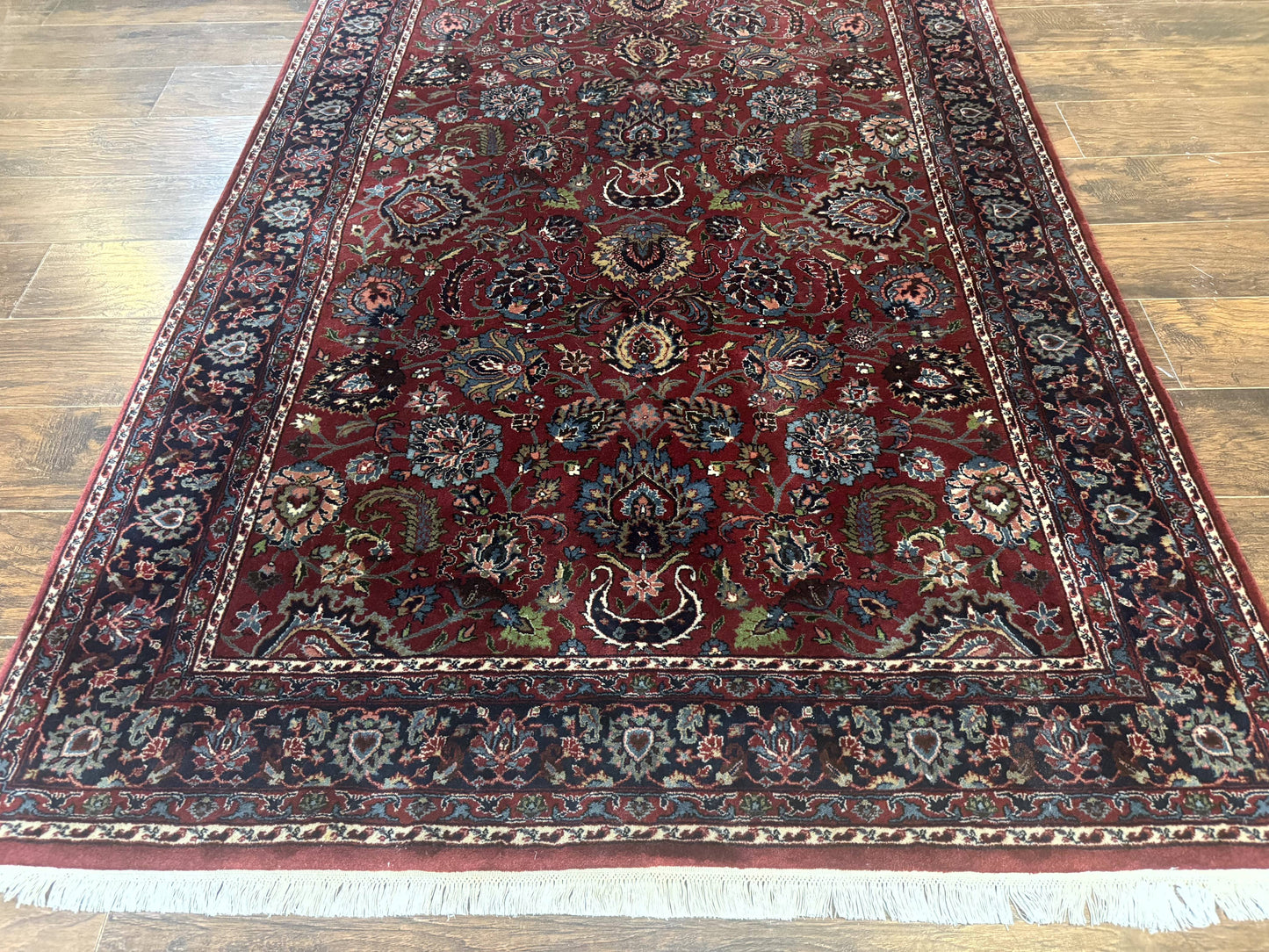 Indo Persian Rug 5x7, Vintage Traditional Floral Carpet, Burgundy and Navy Blue - Nuvé
