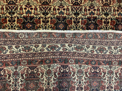 Antique Persian Afshar Rug 5x7, Wool Hand Knotted Oriental Carpet 5 x 7 ft, Repeated Motif Allover, Cream and Maroon, Tribal Rug, Medium Sized Rug,  Zil-i-Sultan Design - Nuvé