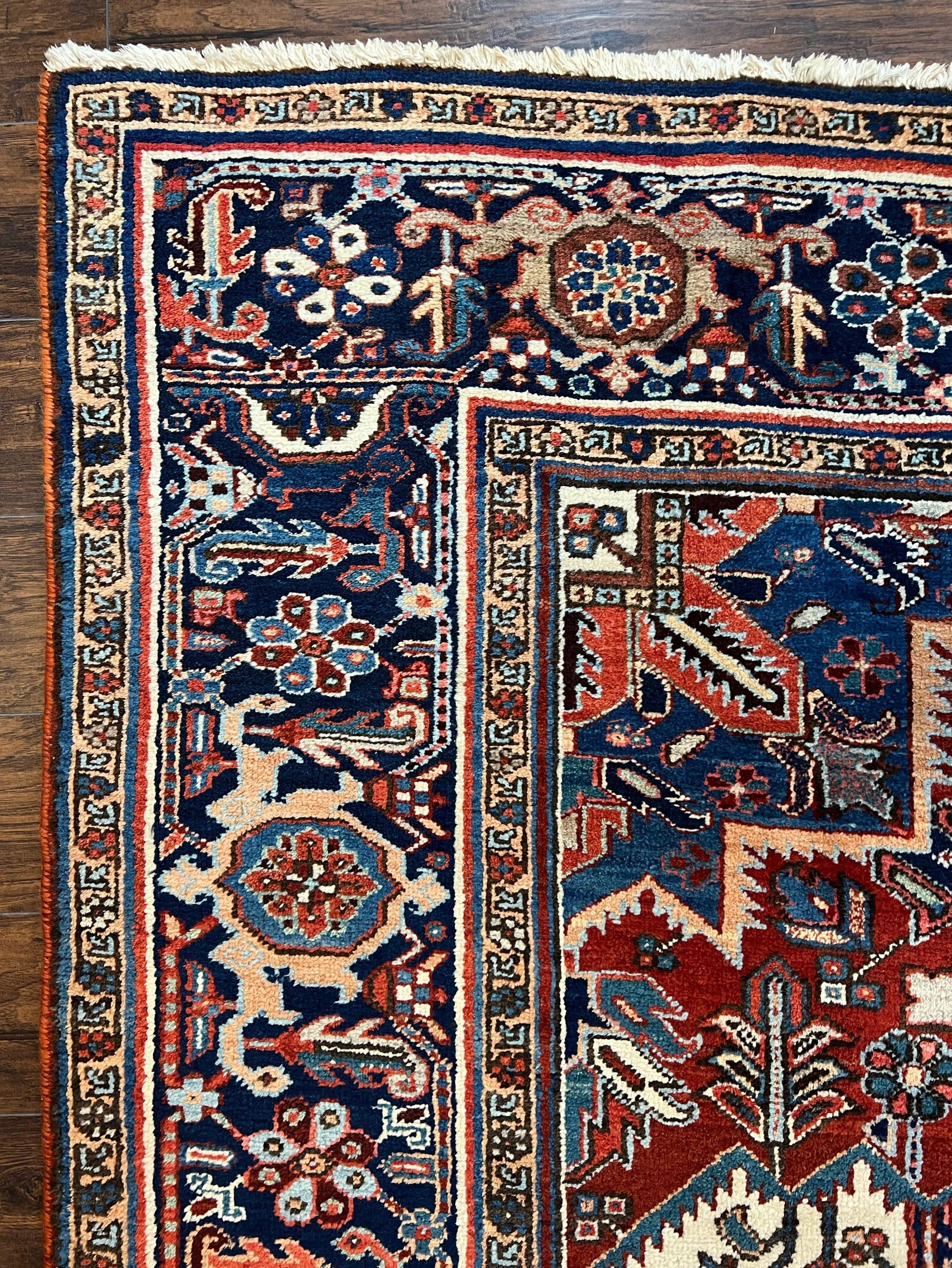 Antique Persian Heriz Rug – 11x16 Palace Size, Geometric Medallion, 1920s - Nuvé