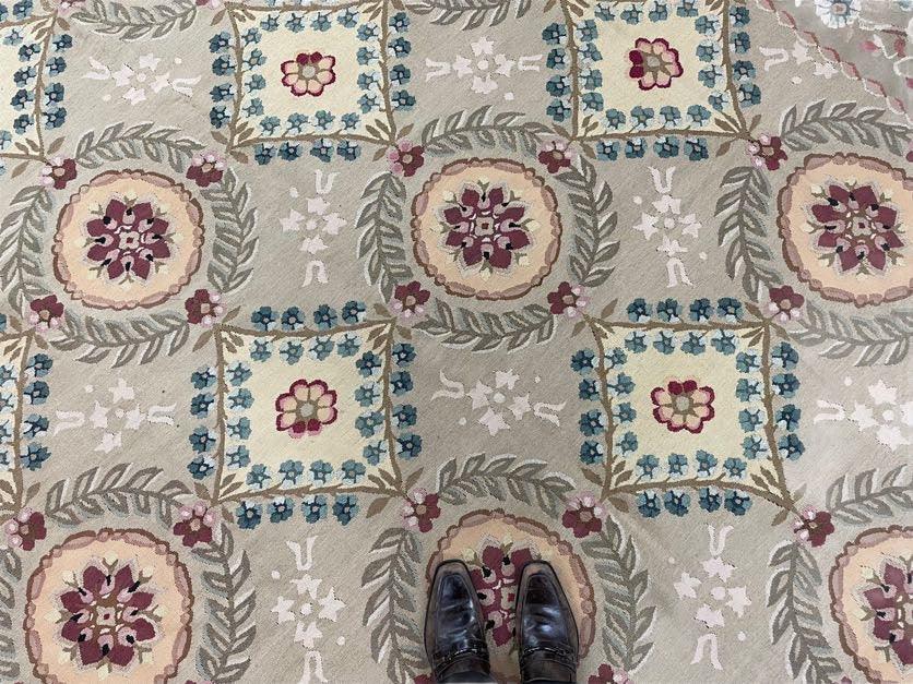 9x13 Needlepoint Carpet, French Design Rug, Hand-Knotted, Brand New Needlepoint Rug 9 x 13, English French European Style, Beige Floral - Nuvé