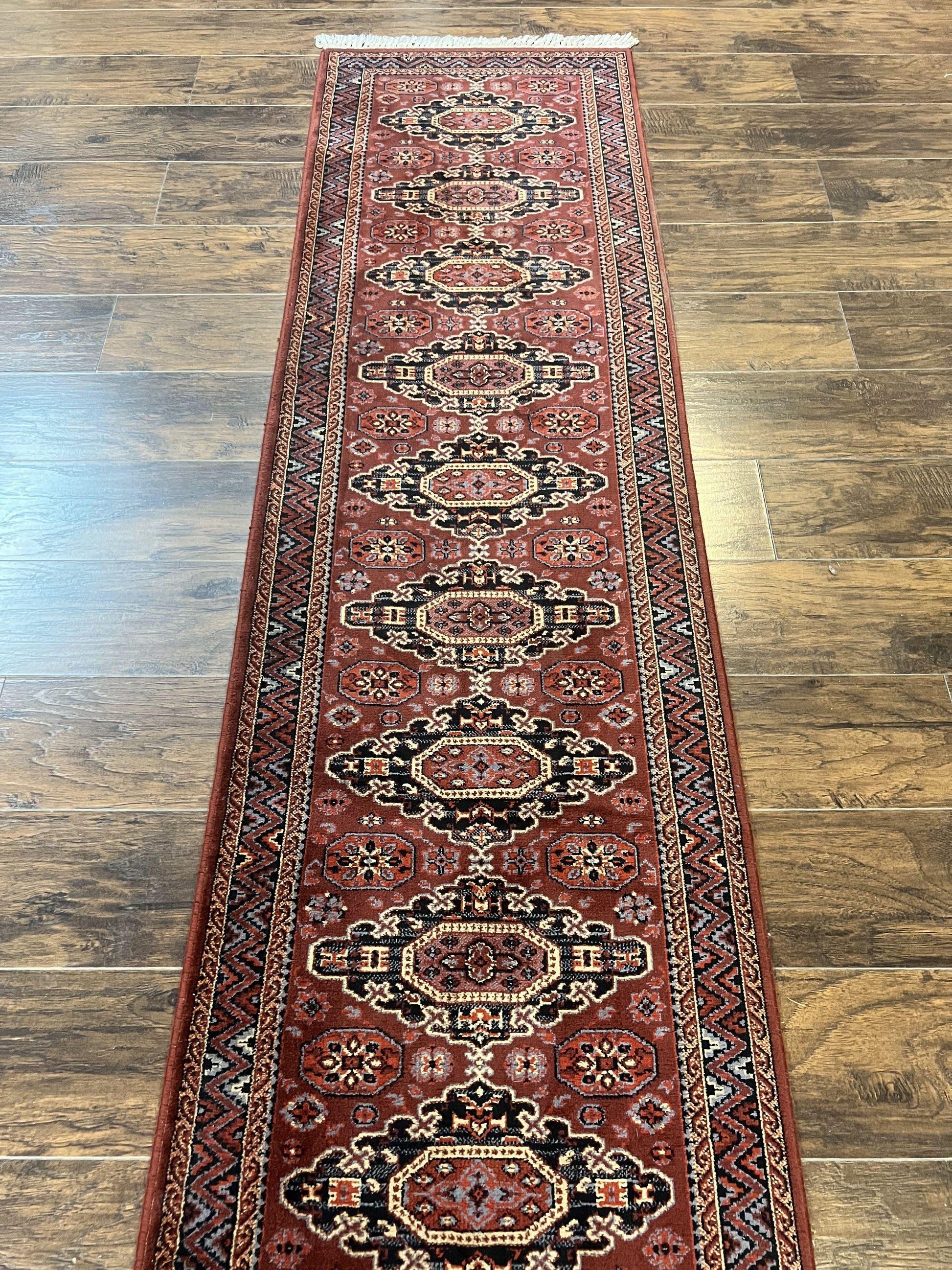 Belgium Power Loomed Runner Rug 2x9, Vintage Wool Rug for Hallway 2 x 9 ft, Red, Caucasian Persian Design, 9ft Runner - Nuvé