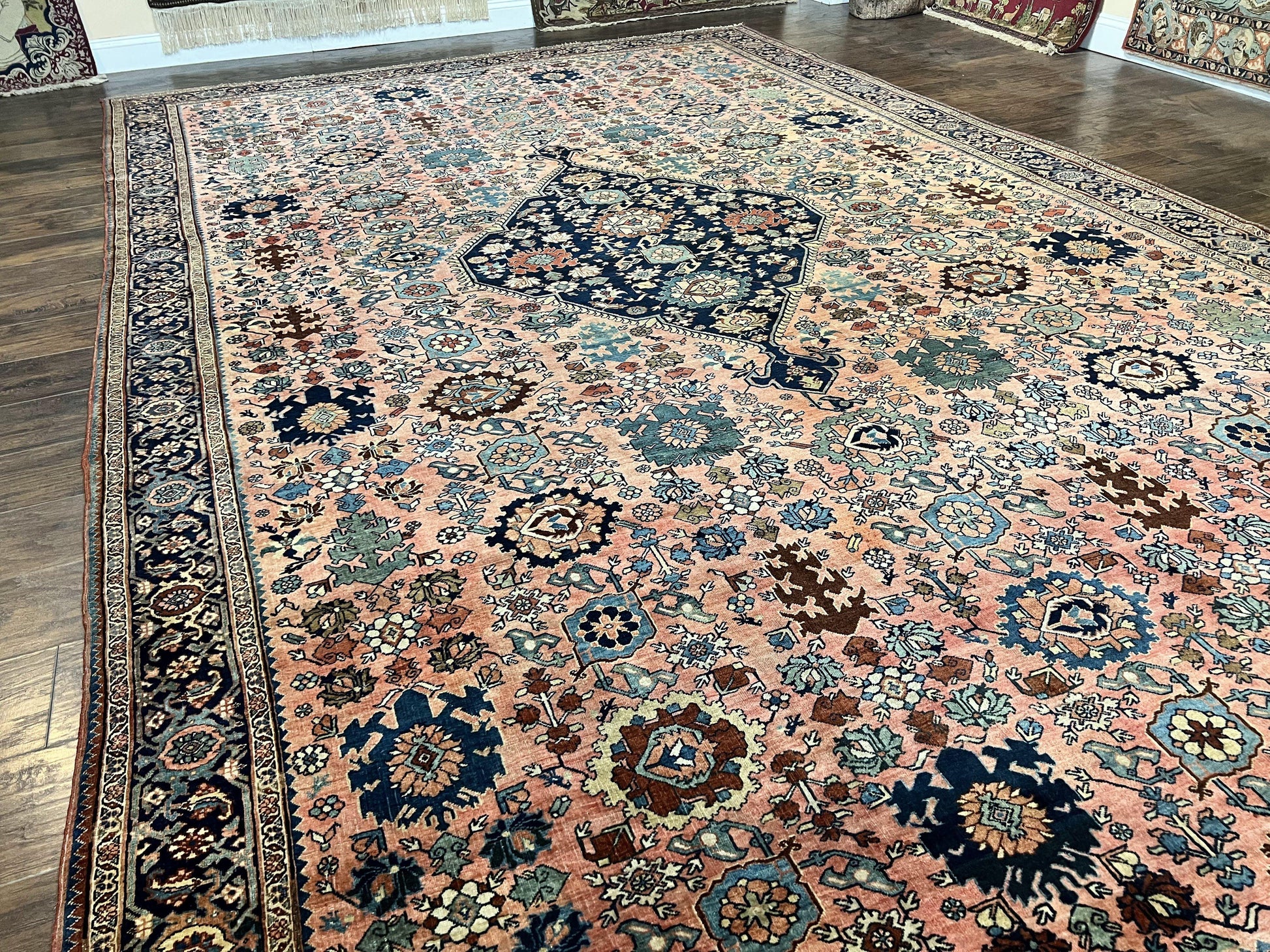 Rare Persian Sarouk Farahan Rug 9x15 – Antique Wool Carpet, Signed By Master Weaver - Nuvé