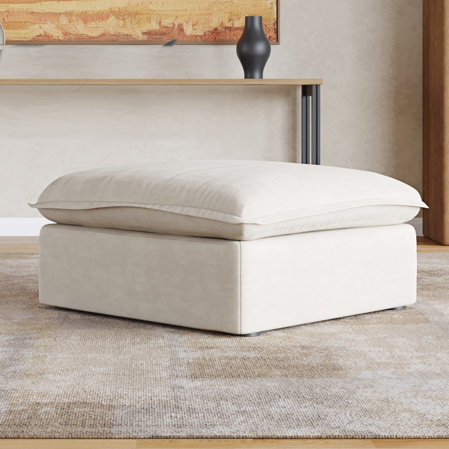 Sabi Modular Boucle Cloud Sofa - Beige - Single Ottoman - Nuvé
